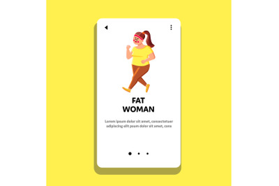 Fat Woman Jogging Outdoor For Losing Weight Vector