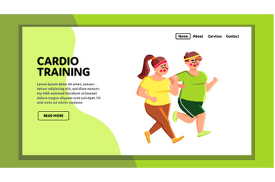 Cardio Training Overweight Man And Woman Vector