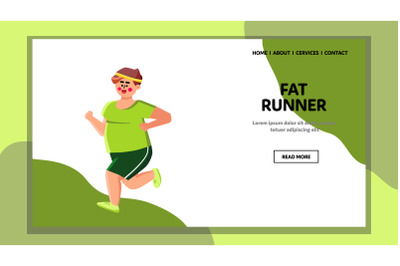 Fat Runner Exercising For Wellness Health Vector