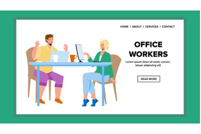 Office Workers Work At Workplace Together Vector