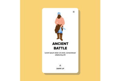 Ancient Battle Muscle Soldier Holding Sword Vector