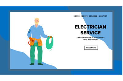 Electrician Service Worker Fix Wire Break Vector