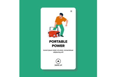 Portable Power Generator Tool Starting Man Vector