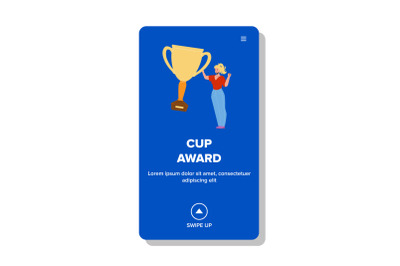 Cup Award Holding Sport Event Winner Woman Vector