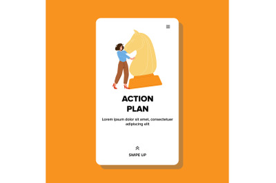 Action Plan Developing In Game Woman Player Vector