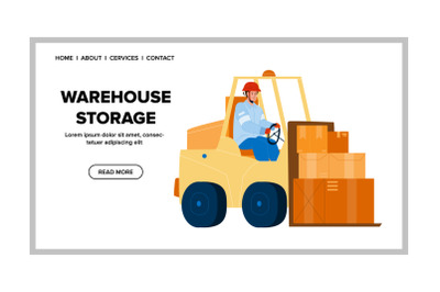 Warehouse Storage Forklift Carrying Boxes Vector