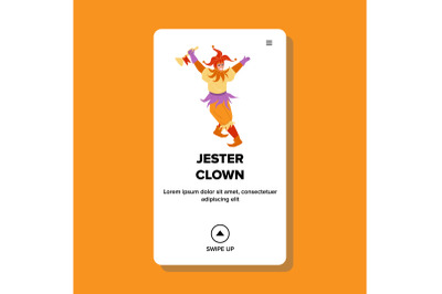 Jester Clown In Funny Carnival Costume Vector