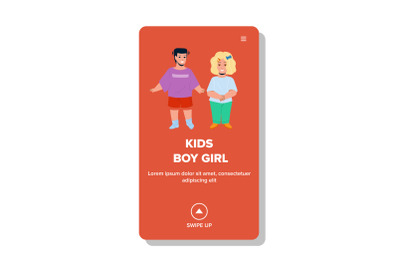 Kids Boy And Girl Playing In Kindergarten Vector