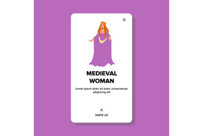 Medieval Woman Wearing Attractive Dress Vector