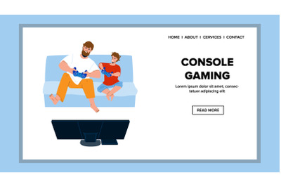 Console Gaming Father And Son Together Vector