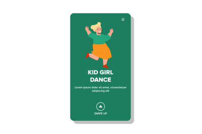 Kid Girl Dance To Music On Birthday Party Vector