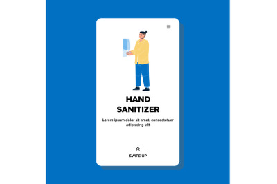 Hand Sanitizer Using Man For Palm Hygiene Vector