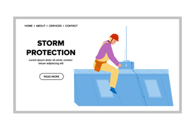 Storm Protection System Installing Engineer Vector