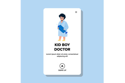 Kid Boy Doctor Dream Of Future Profession Vector