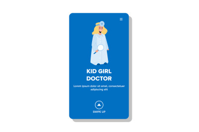 Kid Girl Doctor With Magnifier And Mirror Vector