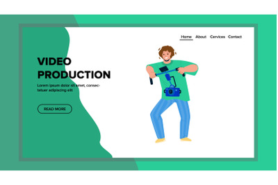 Video Production Worker Man Making Movie Vector