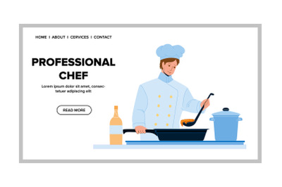 Professional Chef Cooking Delicious Dish Vector