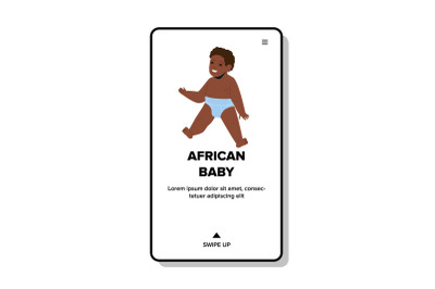 African Baby In Diaper Sitting On Floor Vector