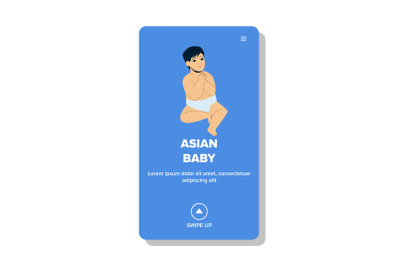 Asian Baby Funny Time In Day Nursery Room Vector