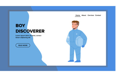 Boy Discoverer Play Game In Space Costume Vector