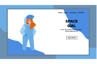 Space Girl In Astronaut Profession Costume Vector