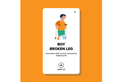 Boy With Broken Leg Walking On Crutches Vector