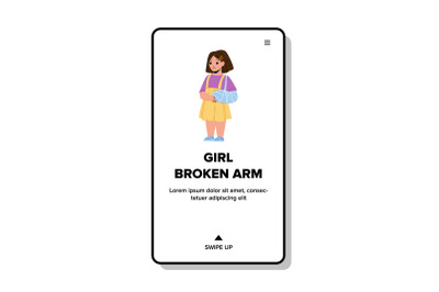 Sad Girl With Broken Arm In Doctor Cabinet Vector