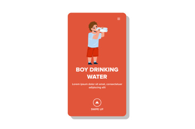 Boy Drinking Water From Bottle In Park Vector