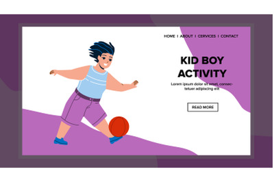 Kid Boy Activity On Kindergarten Playground Vector