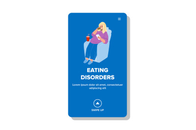 Eating Disorders Problem Overweight Woman Vector