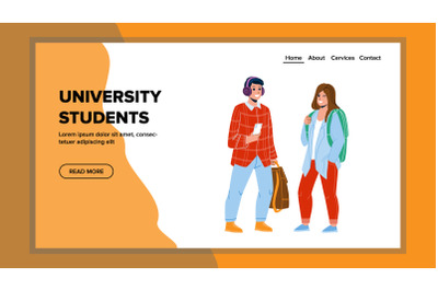 University Students Waiting Lesson Together Vector