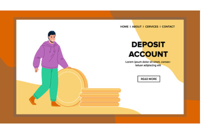 Deposit Account In Bank For Safe Money Vector