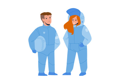 Astronaut Children Couple In Space Suit Vector