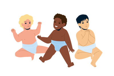 Babies Sitting On Floor And Relax Together Vector