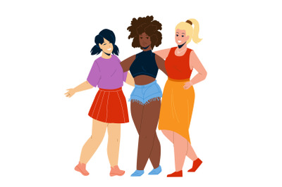 Diverse People Women Embracing Together Vector