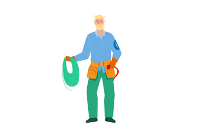 Electrician Hold Electrical Cord And Tool Vector