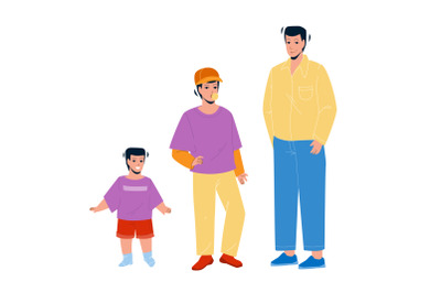 Growing Boy From Little Baby To Adult Man Vector