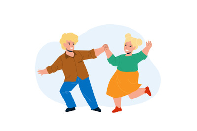 Kids Dancing Together On Children Party Vector