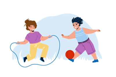 Kids Summer Active Games On Playground Vector