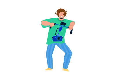 Videographer Make Video With Digital Camera Vector