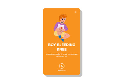 Sad Boy With Bleeding Knee Injury Pain Vector