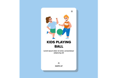 Kids Playing Ball On Kindergarten Field Vector