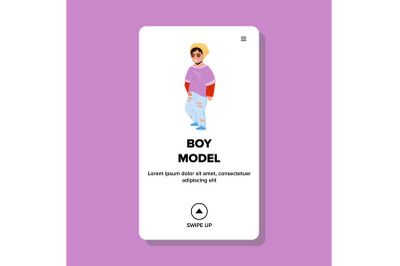 Boy Model In Style Clothes On Fashion Show Vector