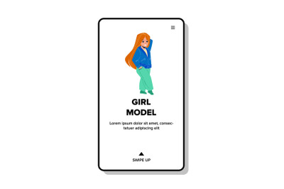 Girl Model Showing Clothes On Fashion Event Vector