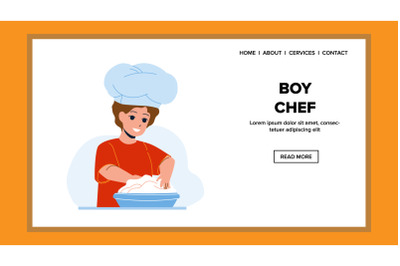 Boy Chef Prepare Dough For Delicious Cakes Vector