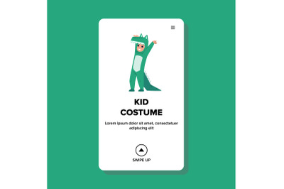 Crocodile Kid Costume Wearing Boy On Party Vector