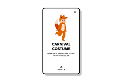 Fox Carnival Costume Wearing Little Girl Vector