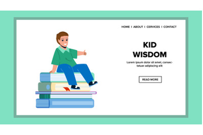 Boy Kid Wisdom And Studying In Library Vector