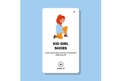 Kid Girl Lacing Shoes For Walking Outdoor Vector