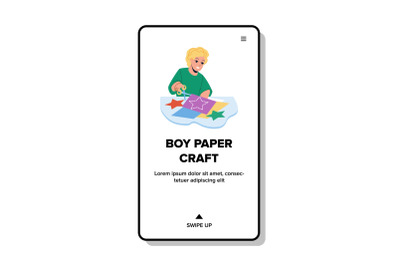 Boy Paper Craft Decoration With Scissors Vector